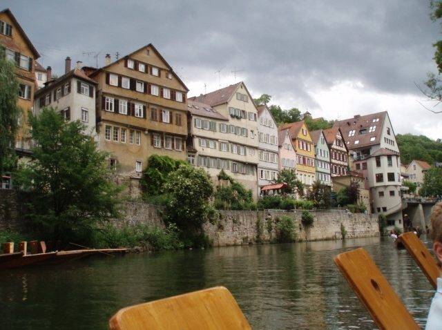 View of the town of Schwabisch Gmund in Germany, on the banks of the Rems river.